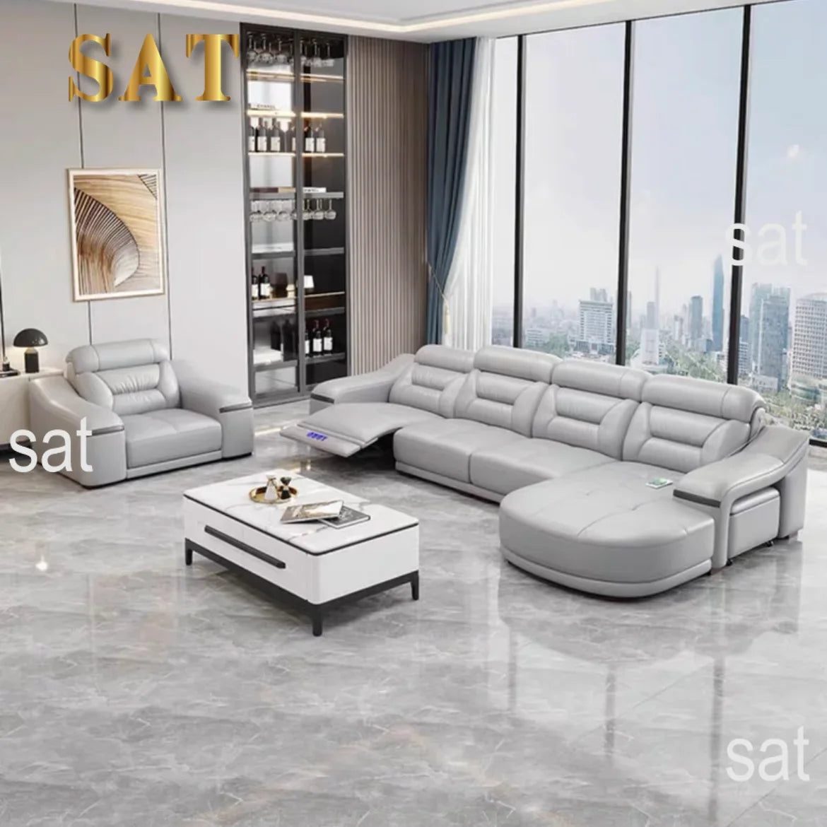 -Modern leather electric recliner sofa couch corner L shape moduler sectional sofas recliner seats living room furniture home