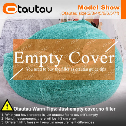 OTAUTAU Fluffy Faux Bunnyf Fur Bean Bag Cover Corner Pouf Cover DD003【No Filler Inside! You Need To Buy Filler By Yourself !】