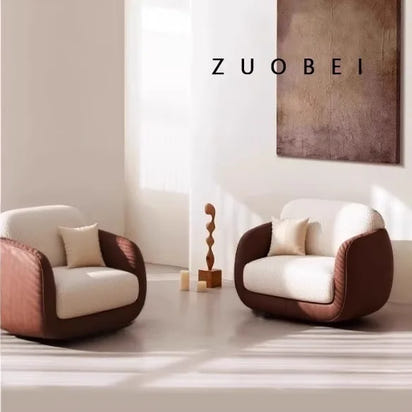 Curved sofa cream wind small apartment living room sofa simple rest sofa