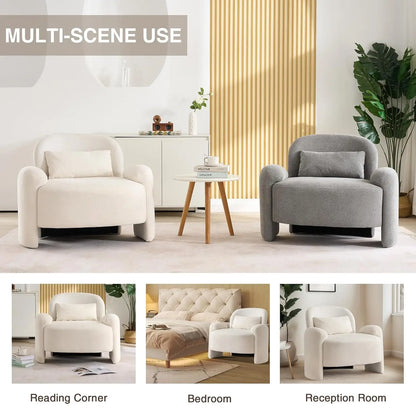 Oversized Accent Chair, Modern Linen Fabric Lounge Armchair for Living Room, Upholstered Comfy Reading Single Sofa, Customized