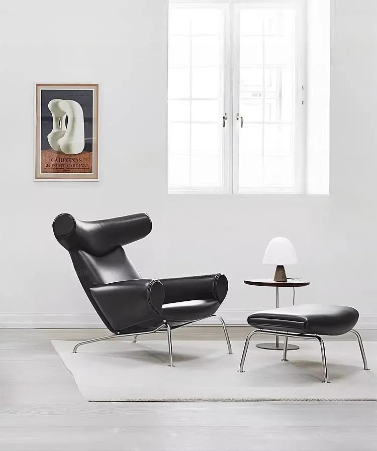 QQSingle light luxury sofa chair minimalist leather balcony living room lounge chair