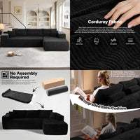 l-shaped cloudy sectional sofa for living room: pre-assembled, modular design with plush comfort and deep seating