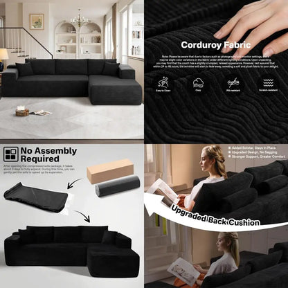l-shaped cloudy sectional sofa for living room: pre-assembled, modular design with plush comfort and deep seating