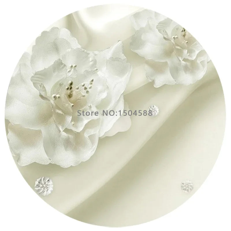 Photo Wallpaper European Style 3D Stereo Relief White Flowers Silk Wallpaper Hotel Living Room Interior Luxury Home Decor Murals