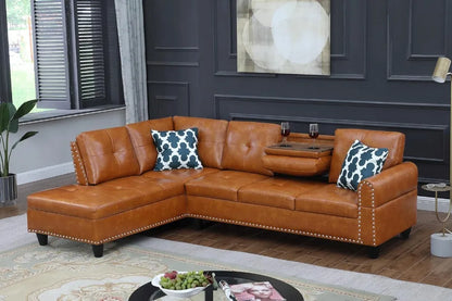 2-Piece Faux Leather Sectional Sofa - Stylish and Comfortable Living Room Furniture Set