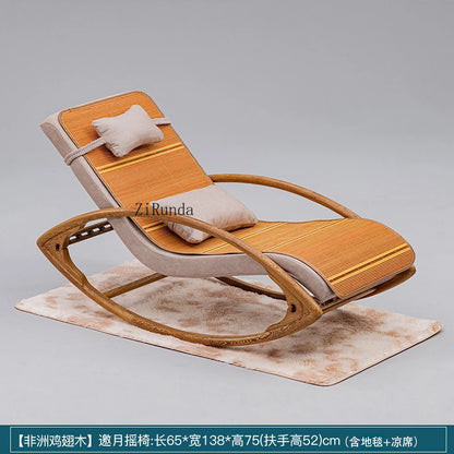 Redwood rocking chair, new Chinese style chicken wing wooden lounge chair, solid wood home balcony leisure chair