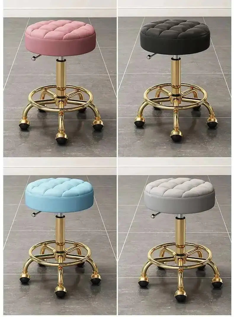 Barber Hairdressing Salon Chairs Gold Beauty Makeup Chair Furniture Office Desk Stool With Wheels Swivel Lifting Round Stools