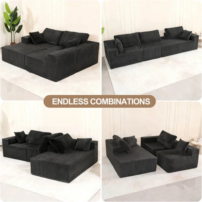 Modular Sectional Sofa with Pillow, Cloud Sectional Couch with Chaise, Modern L-Shape Sofa with Deep Seat, Upholstered Couches