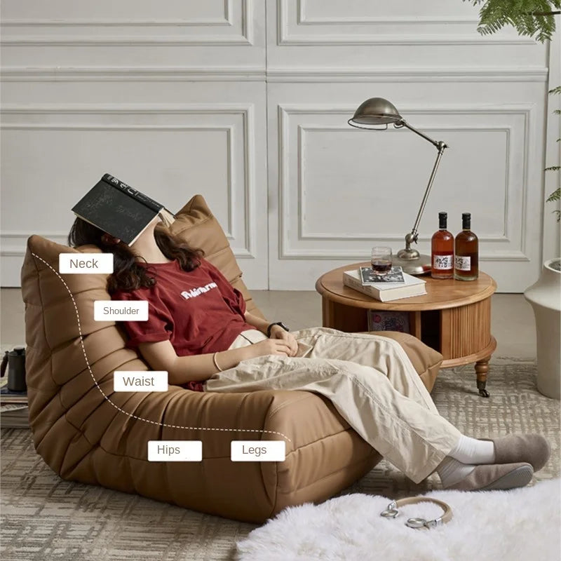 Caterpillar Togo Single Recliner Lazy Sofa Wabi-Sabi Style for Living Room Bedroom Balcony Leisure Reclining Sleep 78x103cm