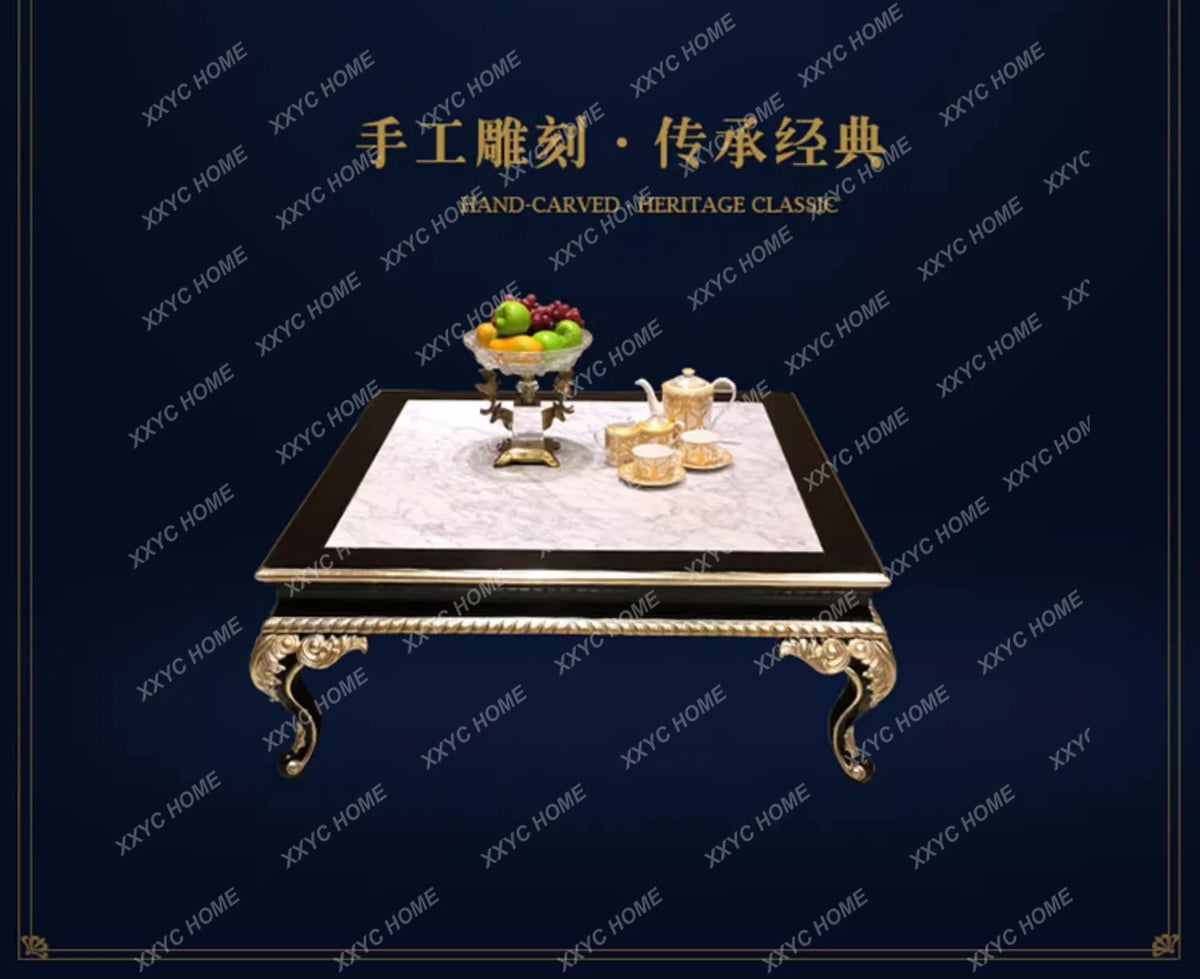 Neoclassical solid wood furniture coffee table marble table furniture set combination