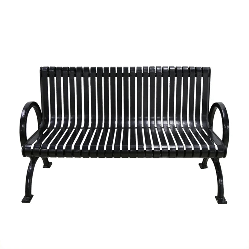 High Quality Modern European Style Durable Black Metal Outdoor Lawn Bench for Park & Gym Use