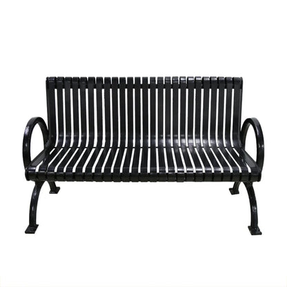 High Quality Modern European Style Durable Black Metal Outdoor Lawn Bench for Park & Gym Use