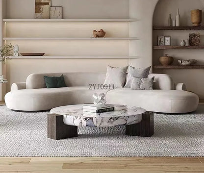 Nordic simple fabric curved corner multi-person living room beauty salon hotel reception sofa