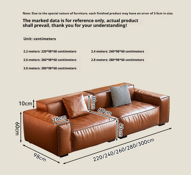 French Vintage Three-Person Genuine Leather Sofa Set in Ancient Caramel Tone for Small Living Rooms or Apartments