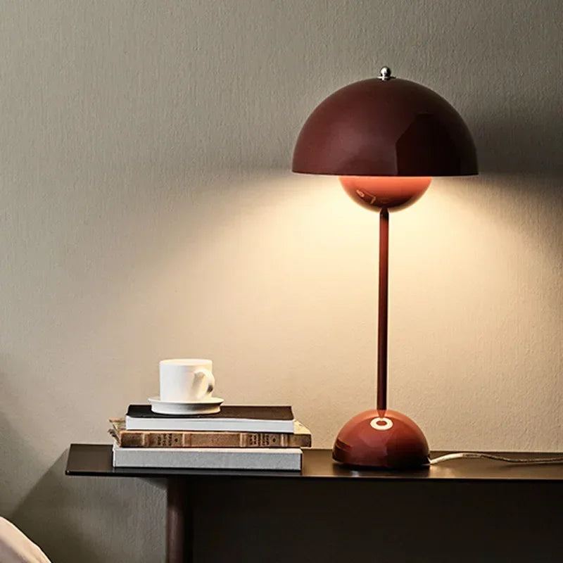 Nordic modern minimalist bedroom bedside lamp creative  flower bud cream style small table