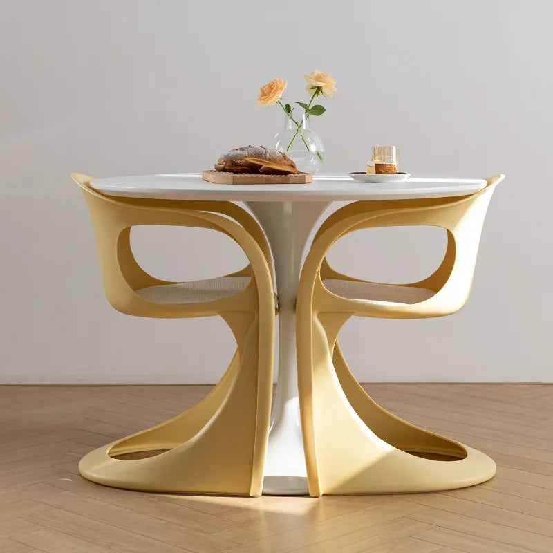 Nordic Simple Design Art Curved Chair Home Balcony Backrest Living Room Dining Room Chair Home Decor Bedroom Dressing Chair