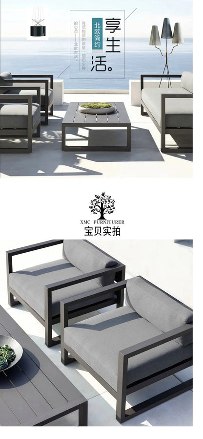 Nordic outdoor leisure sofa villa balcony wrought iron sunscreen  coffee table restaurant hotel open-air negotiation