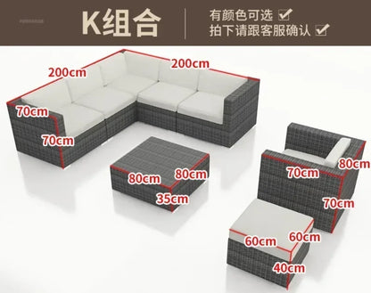 Luxury Terrace Courtyard Garden Furniture Outdoor Garden Sofa Combination Outdoor Waterproof Sun Protection Leisure Sofa Chair N