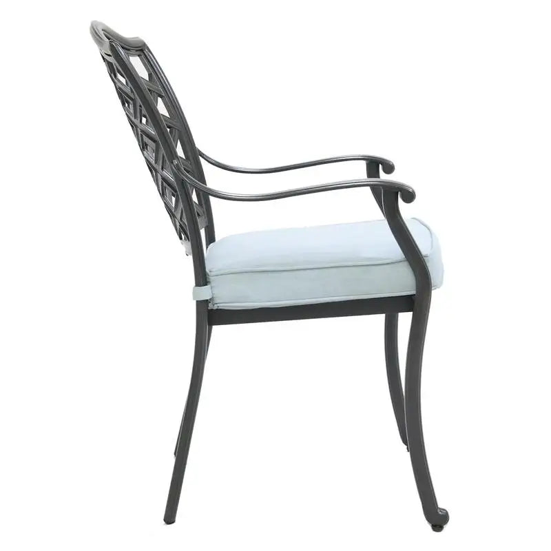 Set of 2 Light Blue Dining Arm Chairs