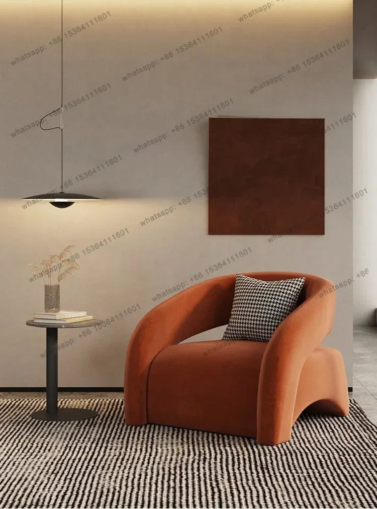 Sofa Esigner Curved Single Houndstooth Couch Nordic Living Room Balcony Leisure Creative Chair Designer