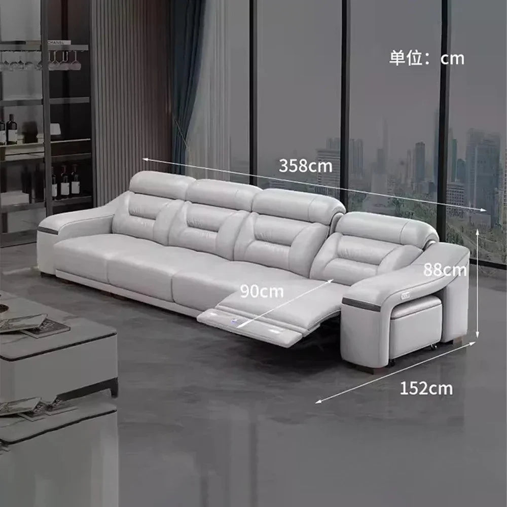 MINGDIBAO Genuine Leather Living Room Sofa Set Power Reclining Couch Electric Recliners with Stool Seating Room, Sofa Reclinable
