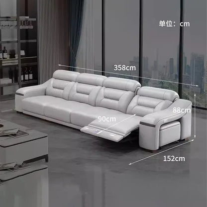 MINGDIBAO Genuine Leather Living Room Sofa Set Power Reclining Couch Electric Recliners with Stool Seating Room, Sofa Reclinable