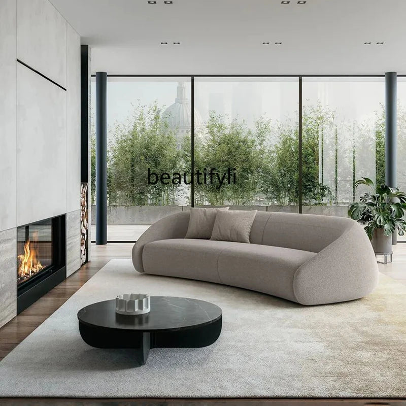 Italian minimalist large curved sofa living room small apartment light luxury designer fabric sofa