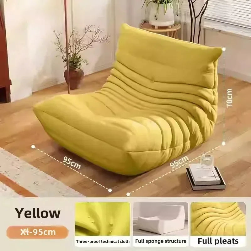 Caterpillar Sofa Living Room Single Bedroom Cloth Art Black Leather Lazy Man Sofa Bedroom Living Room Chair Sofa