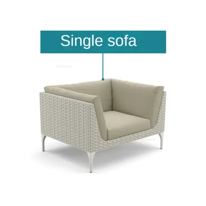 Nordic PE Rattan Outdoor Sofas Set Modern Garden Furniture Home Waterproof Sun Protection Set Leisure Patio Balcony Lounge Chair