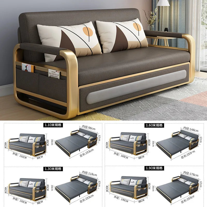 Dual-purpose simple multi-functional storage sofa bed retractable small apartment living room push-pull single double technology