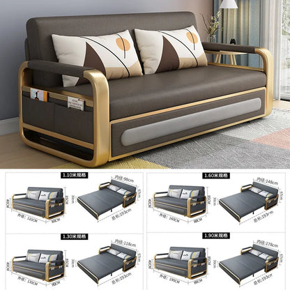 Dual-purpose simple multi-functional storage sofa bed retractable small apartment living room push-pull single double technology
