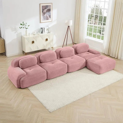 Pink Ottoman for  Sectional Soa, Corduroy Deep Seat or Oversized Compred BonelSectional Couches or Living Room Bedroom ,only  Ottoman