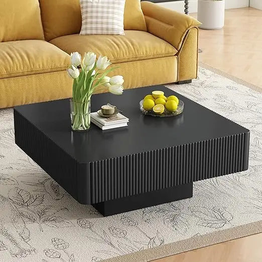 modern 31 inch round coffee table with sturdy base, wood center tables for living room reception room, easy assemble, white