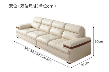 Leather sofa modern simple living room size apartment concubine solid wood combination imported first-layer cowhide sofa