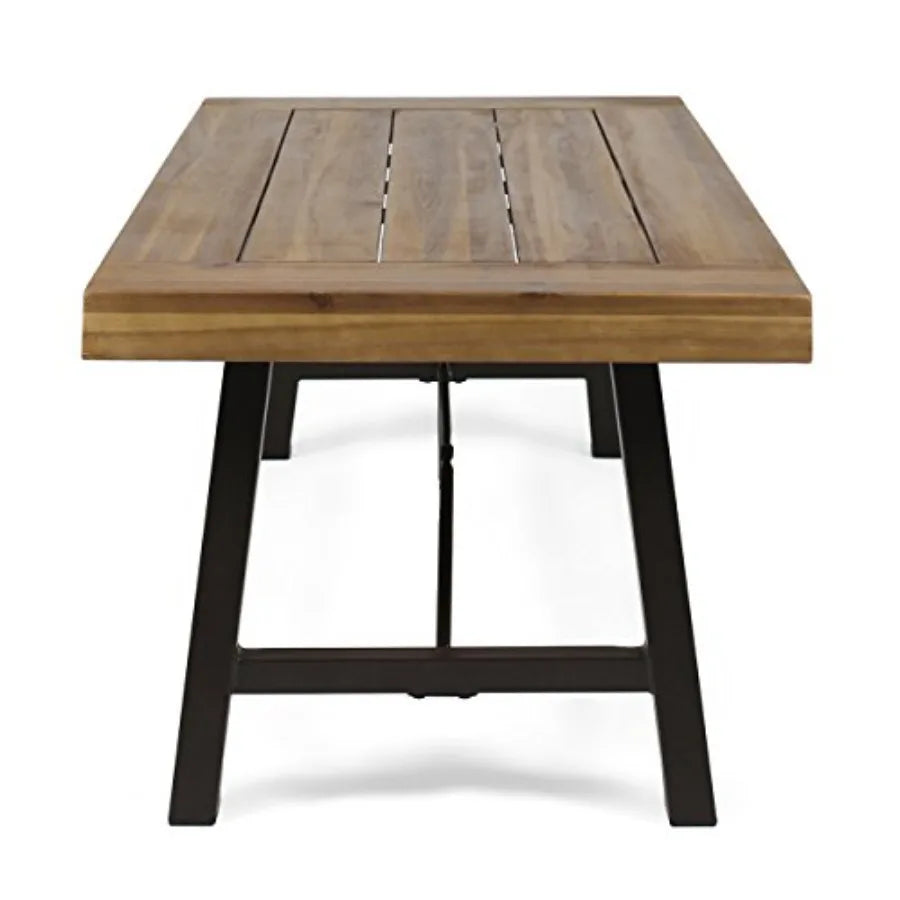 Catriona Outdoor Acacia Wood Coffee Table Teak Finish/ Rustic Metal Brown and Black