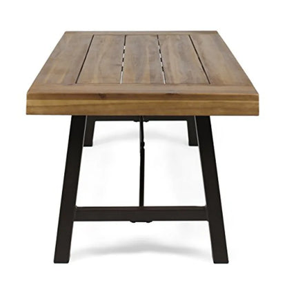 Catriona Outdoor Acacia Wood Coffee Table Teak Finish/ Rustic Metal Brown and Black