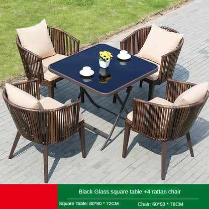 Rattan Garden Table and Chair Balcony Outdoor Furniture Sets Modern Outdoor Leisure Rattan Table and Chair Garden Furniture Sets