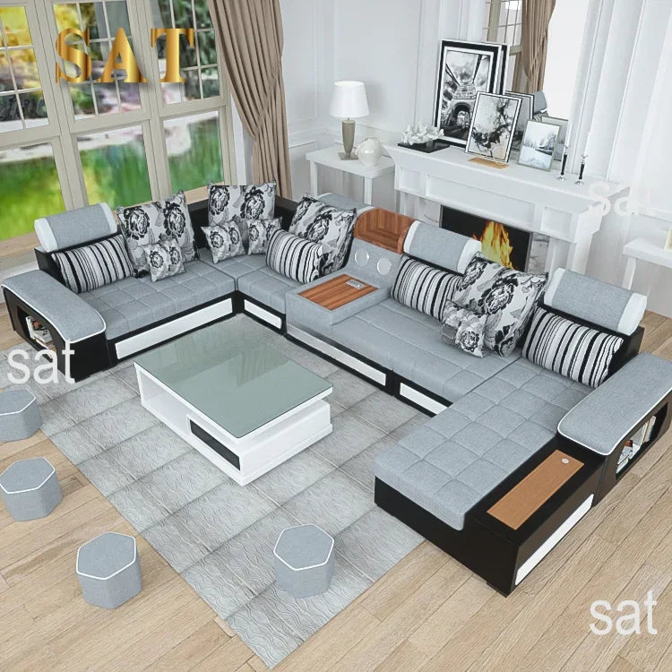 'Customizable royal Nordic modern style has music to play sectionals sofa set 7 seater living room Furniture designs