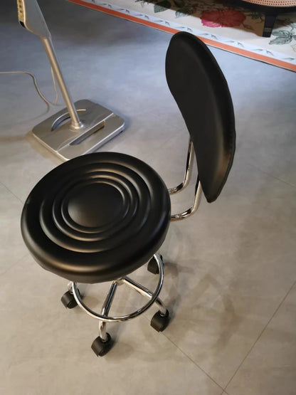 PU Leather Modern Rolling Stool Low Back Height Adjustable Work Salon Drafting Swivel Task Chair with Footrest