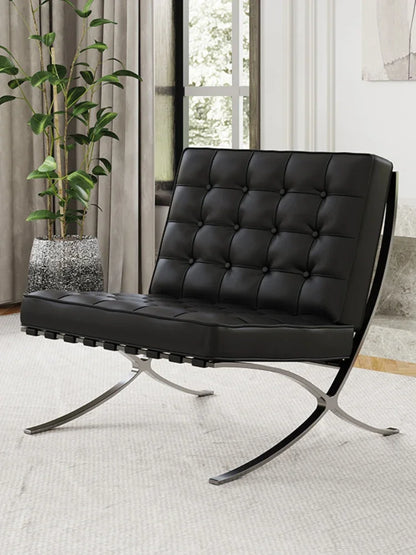 Barcelona chair Italian leather living room is very simple. Designer sofa chair balcony leisure simple fashion chair.