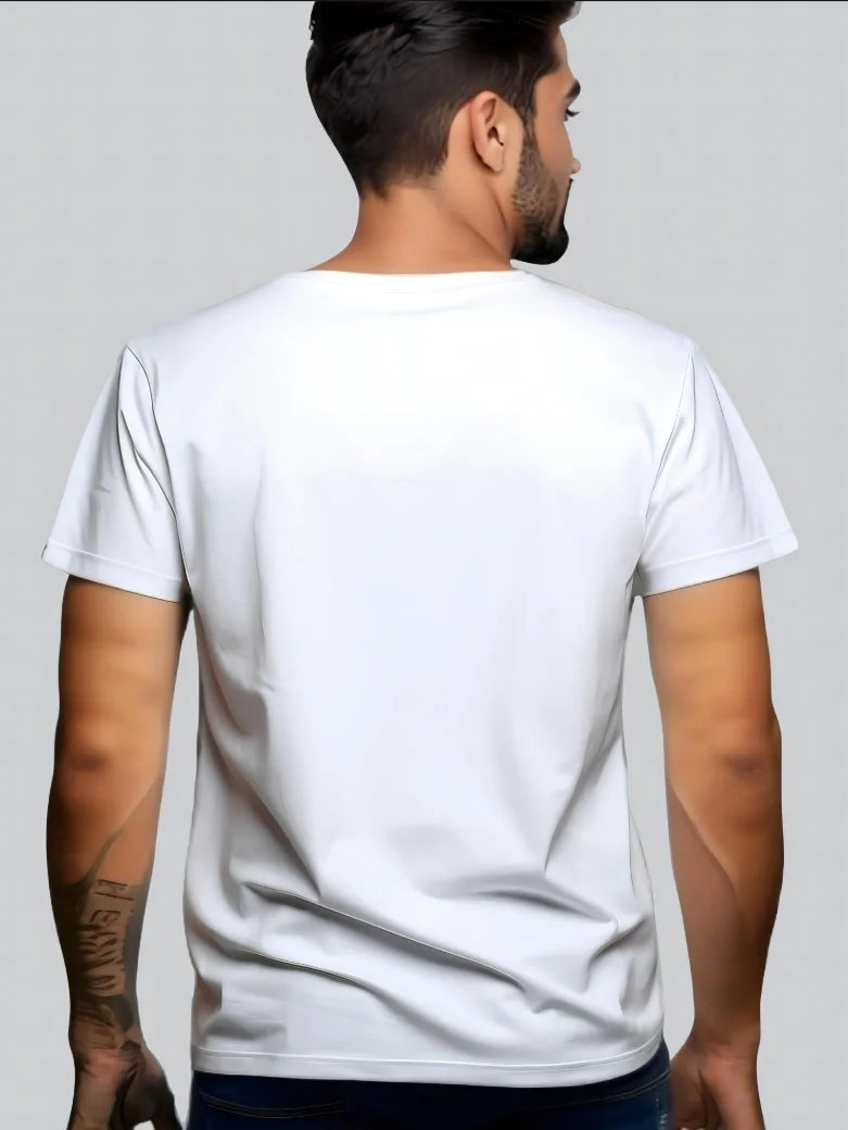 Men's casual round neck T-shirt with unique rabbit skull pattern - the perfect choice for summer