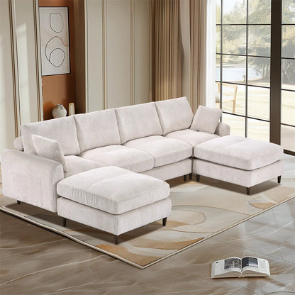 121" Modular Sectional Sofa Couch L Shaped Upholstered Sofa With Chaise Cushion Oversized 6 Seater Couches Sofas For Living Room