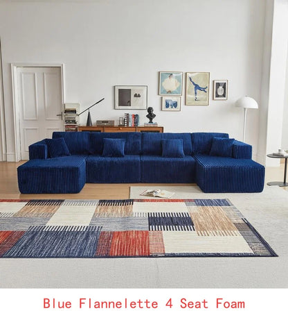 Reversible U-Shaped Flannel Sectional Sofa, Spacious & Comfortable with Plush Cushions, Ideal for Modern Living Rooms