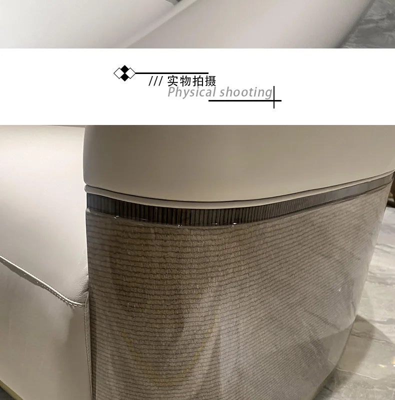 pg55Italian Style Light Luxury Genuine Leather Sofa Villa Living Room Large and Small Suite Combination