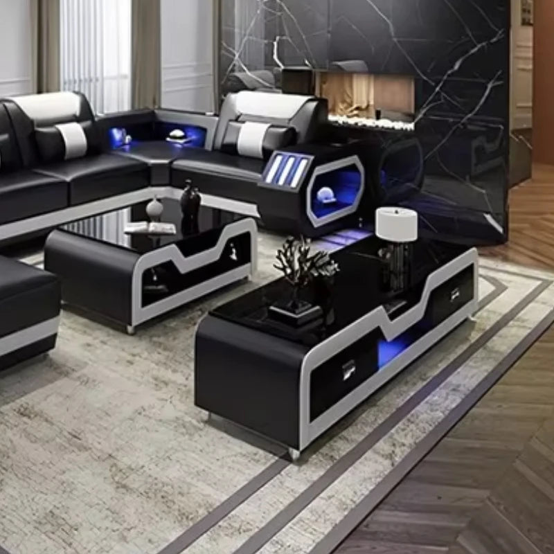 Modern Couch Living Room Leather High Back Comfortable Home Use Sofa