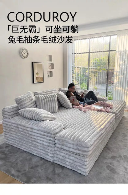 Corduroy Lazy Sofa Straight Row Sponge Fabric Armchair Recliner Compressed Vacuum Sofa Bed Lounge Living Room Bedroom Furniture