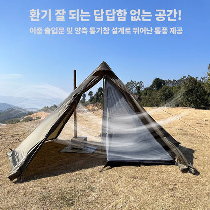 4 Season Hot Tent with Stove Jack Winter Teepee Tent Waterproof Camping Tipi Tent for 2 3 4 Person Outdoor Bushcraft Hiking