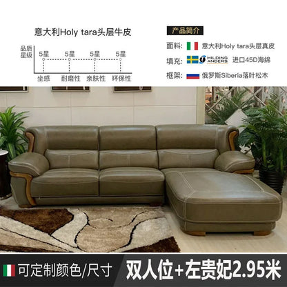 leather sofa modern simple living room combination small apartment Nordic first-layer cowhide princess corner furniture