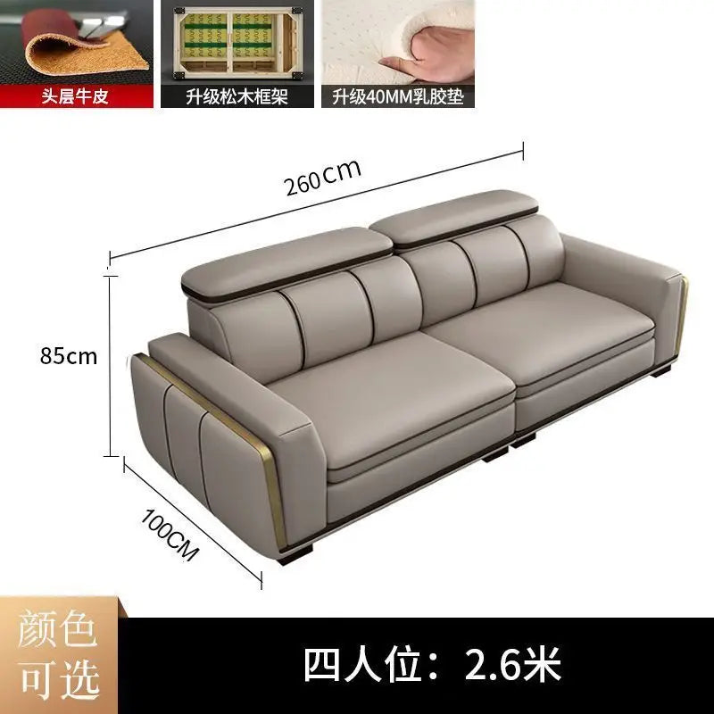 Luxury First-Layer Sofa Classic Light Living Room Size Princess Apartment Straight Row Home Combination
