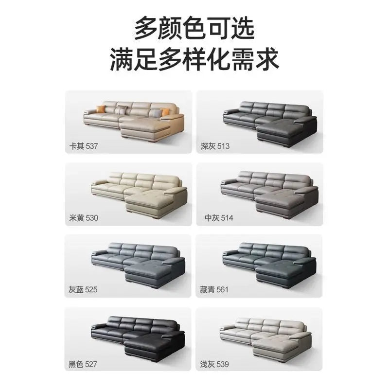 Leather sofa modern large living room straight row minimalist small apartment combination